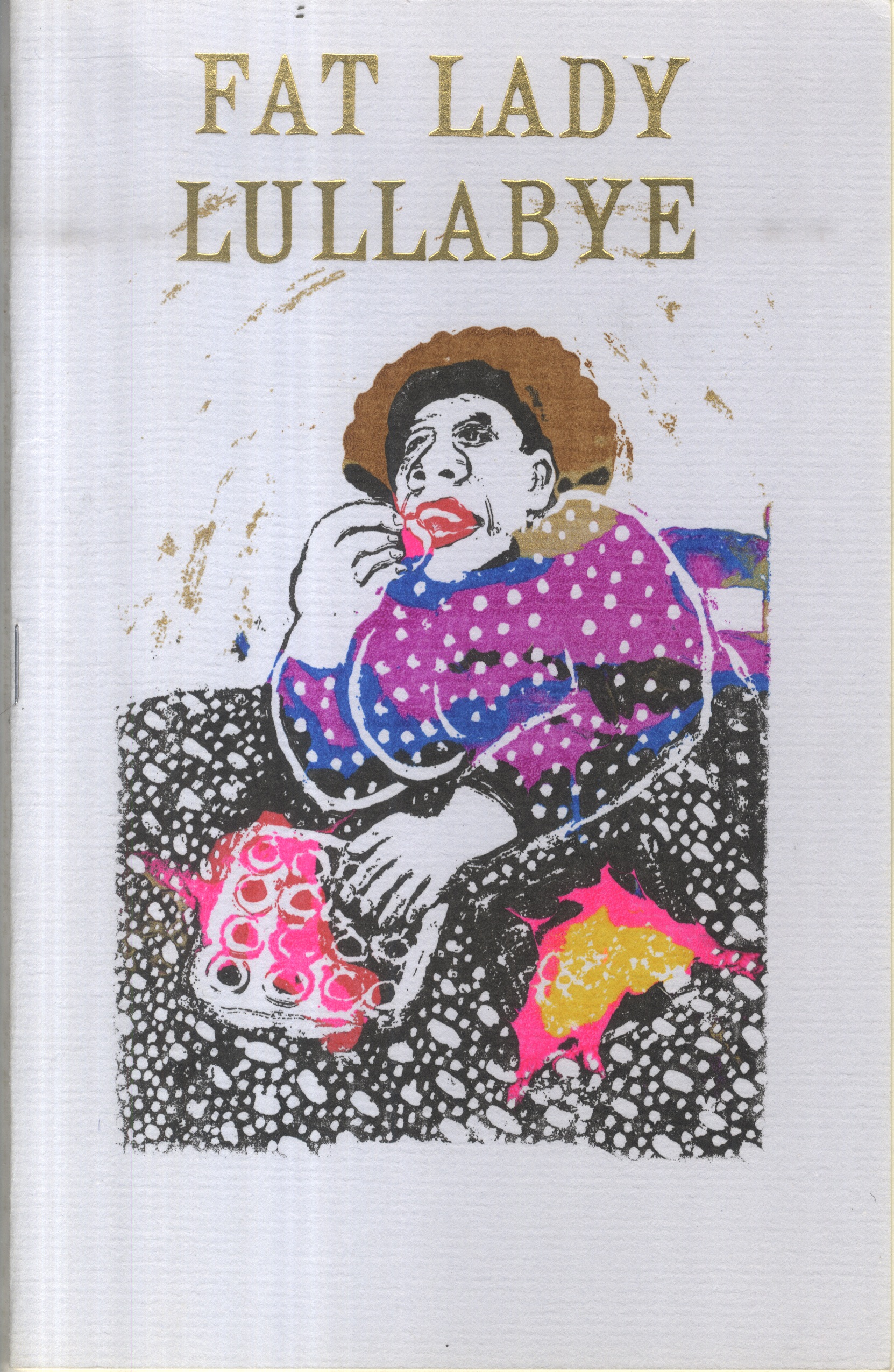 White book cover with an illustration of a lady wearing a dress with purple top and black bottom