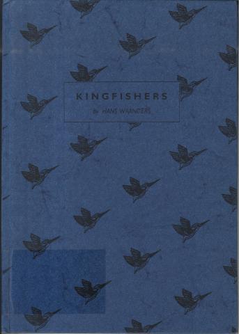 Deep blue book cover with kingfisher pattern and title in black color. 